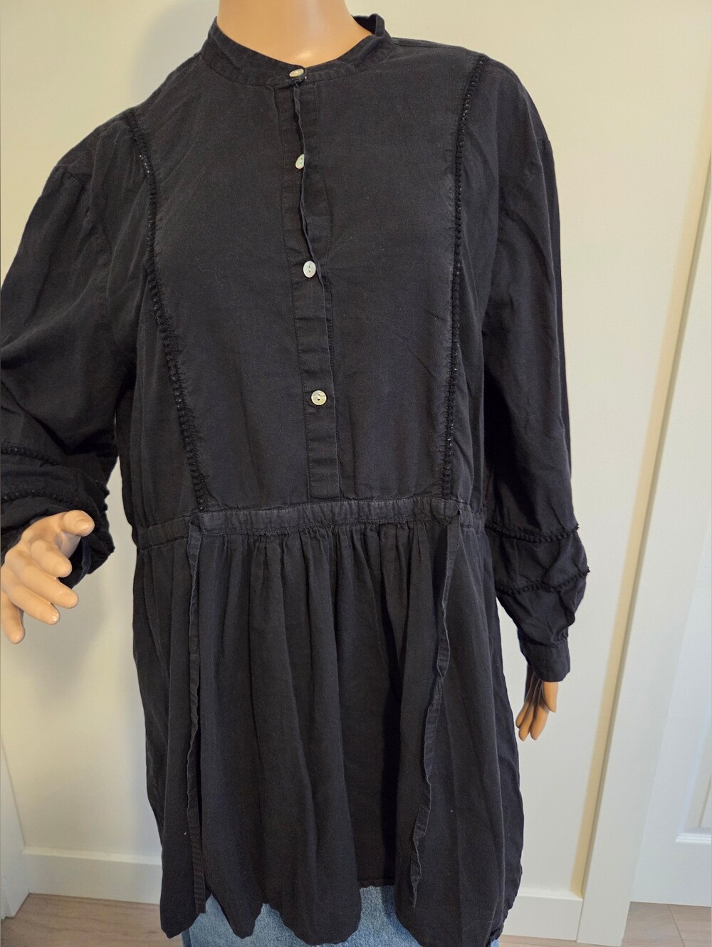 Emerson Fry India Preppy Tunic Shirt Dress Black